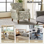 Lot de 2 fauteuils traditionnels en bois rembourrés à motif floral Araceli avec dossier à oreilles et clous décoratifs | ART OF LIVING DESIGNS
