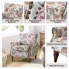 Lot de 2 fauteuils traditionnels en bois rembourrés à motif floral Araceli avec dossier à oreilles et clous décoratifs | ART OF LIVING DESIGNS