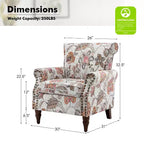 Lot de 2 fauteuils traditionnels en bois rembourrés à motif floral Araceli avec dossier à oreilles et clous décoratifs | ART OF LIVING DESIGNS