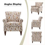 Lot de 2 fauteuils traditionnels en bois rembourrés à motif floral Araceli avec dossier à oreilles et clous décoratifs | ART OF LIVING DESIGNS