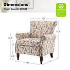 Lot de 2 fauteuils traditionnels en bois rembourrés à motif floral Araceli avec dossier à oreilles et clous décoratifs | ART OF LIVING DESIGNS