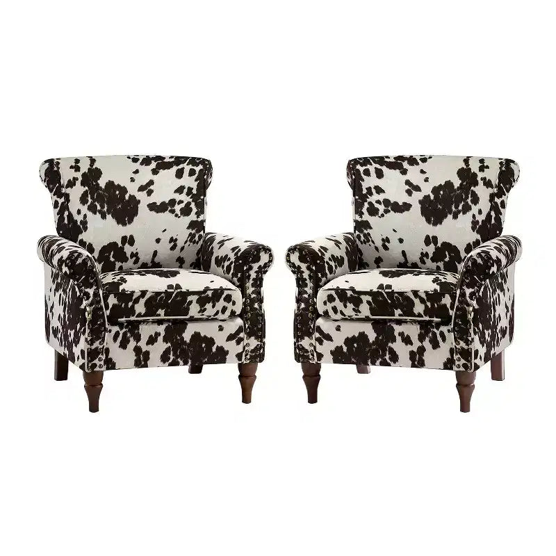 Lot de 2 fauteuils traditionnels en bois rembourrés à motif floral Araceli avec dossier à oreilles et clous décoratifs | ART OF LIVING DESIGNS