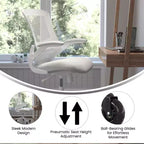 Chaise de bureau ergonomique pivotante Kelista de Flash Furniture à dossier mi-hauteur avec accoudoirs relevables et roulettes transparentes