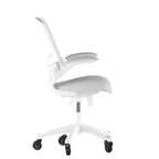 Chaise de bureau ergonomique pivotante Kelista de Flash Furniture à dossier mi-hauteur avec accoudoirs relevables et roulettes transparentes
