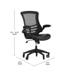 Chaise de bureau ergonomique pivotante Kelista de Flash Furniture à dossier mi-hauteur avec accoudoirs relevables et roulettes transparentes