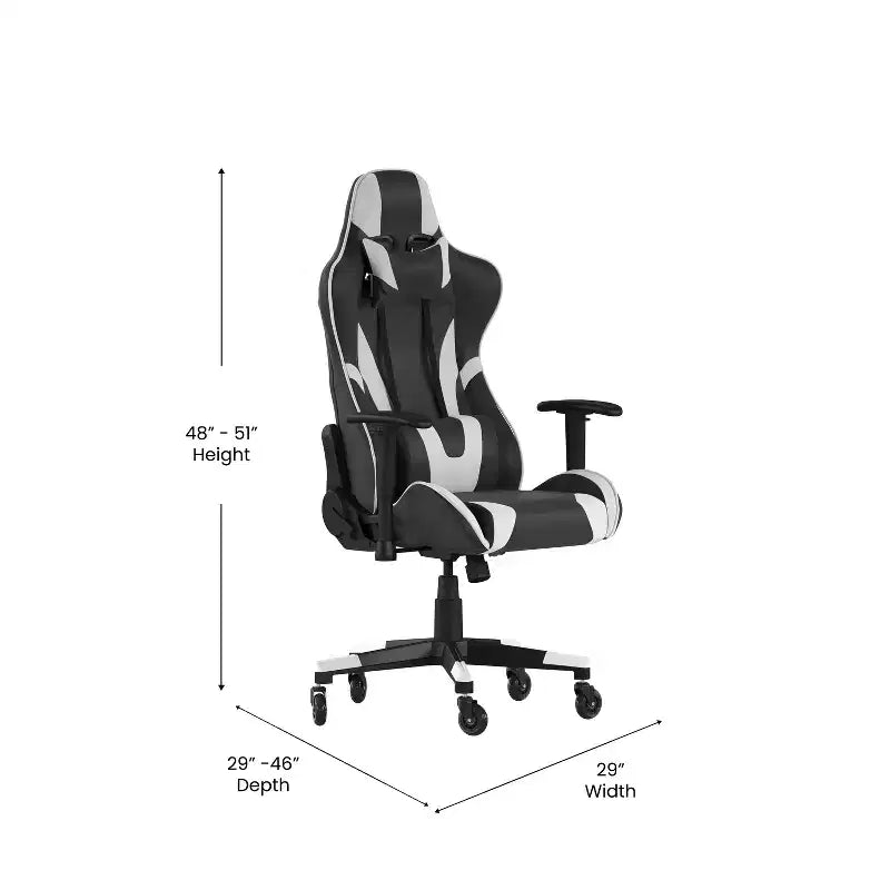 Chaise de bureau de jeu Flash Furniture X20, type baquet, pour ordinateur, réglable, avec dossier inclinable et roulettes transparentes
