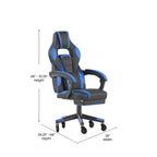 Chaise de jeu Flash Furniture X40, chaise d'ordinateur de course avec dossier et accoudoirs entièrement inclinables et roulettes transparentes, repose-pieds coulissant