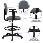Chaise de bureau à roulettes Emma et Oliver avec accoudoirs réglables