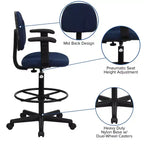 Chaise de bureau à roulettes Emma et Oliver avec accoudoirs réglables