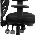 Chaise de bureau ergonomique multifonction Emma and Oliver à dossier mi-haut en maille noire avec accoudoirs réglables