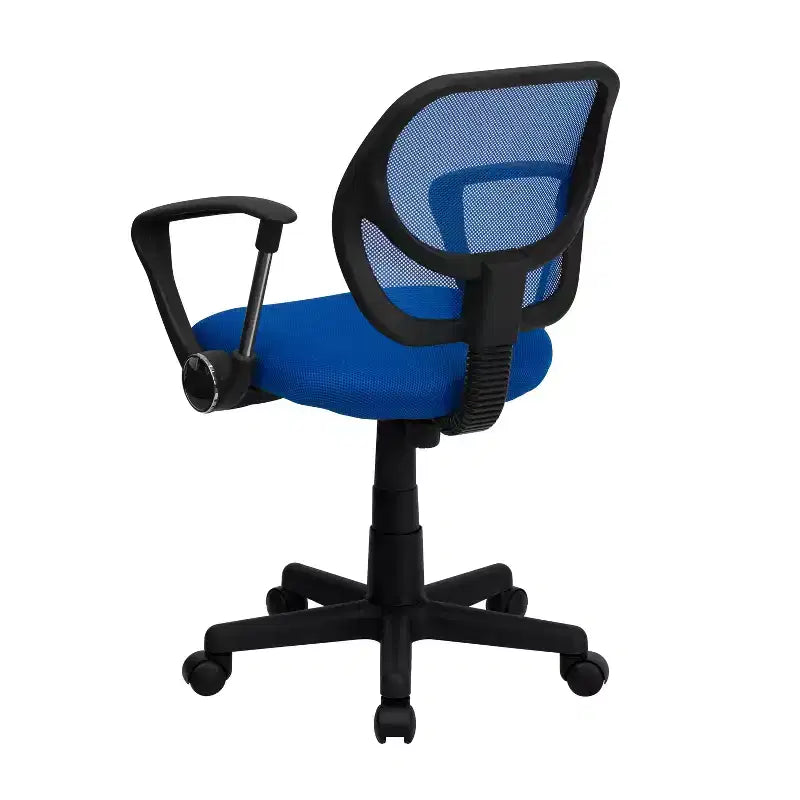 Chaise de bureau ergonomique pivotante Emma and Oliver en maille à dossier mi-hauteur avec dossier carré incurvé et accoudoirs