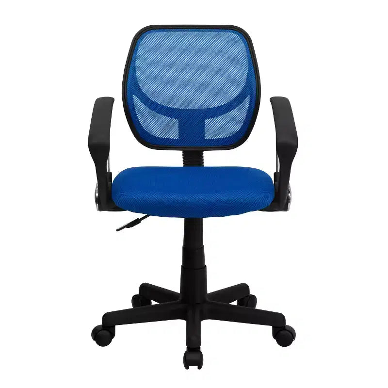 Chaise de bureau ergonomique pivotante Emma and Oliver en maille à dossier mi-hauteur avec dossier carré incurvé et accoudoirs