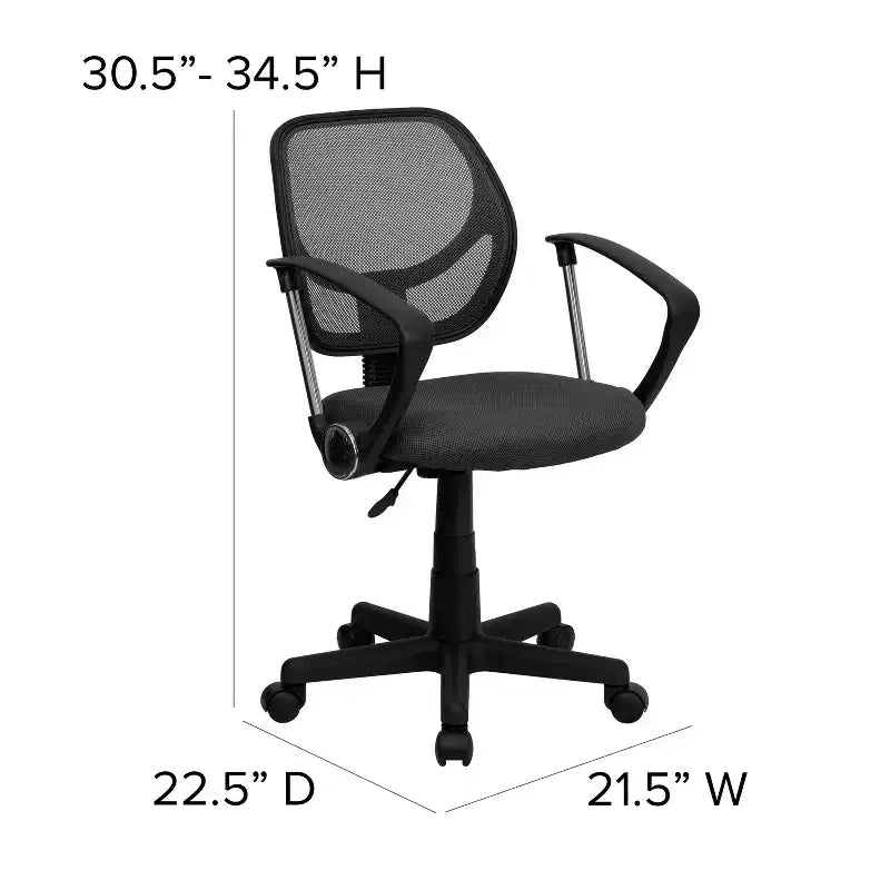 Chaise de bureau ergonomique pivotante Emma and Oliver en maille à dossier mi-hauteur avec dossier carré incurvé et accoudoirs
