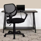 Chaise de bureau ergonomique pivotante Emma and Oliver en maille à dossier mi-hauteur avec dossier carré incurvé et accoudoirs