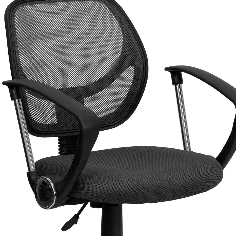 Chaise de bureau ergonomique pivotante Emma and Oliver en maille à dossier mi-hauteur avec dossier carré incurvé et accoudoirs