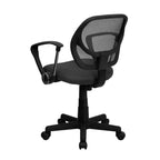 Chaise de bureau ergonomique pivotante Emma and Oliver en maille à dossier mi-hauteur avec dossier carré incurvé et accoudoirs