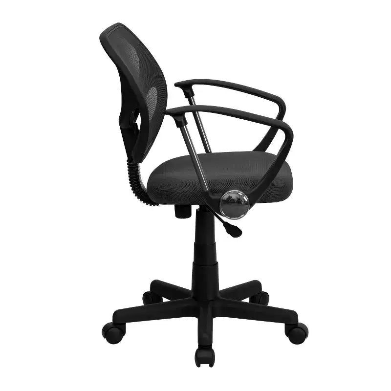 Chaise de bureau ergonomique pivotante Emma and Oliver en maille à dossier mi-hauteur avec dossier carré incurvé et accoudoirs