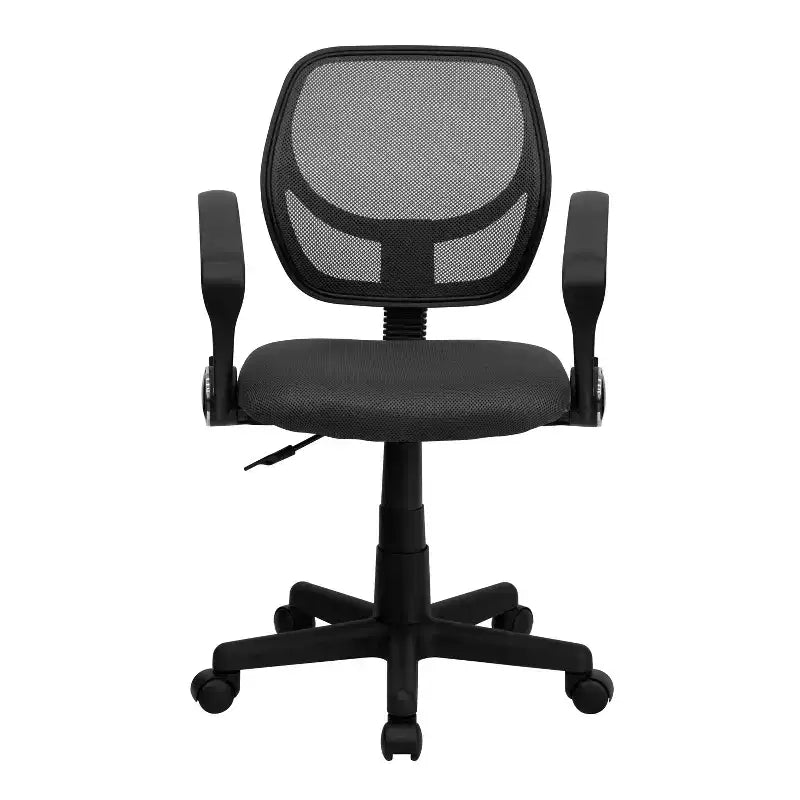 Chaise de bureau ergonomique pivotante Emma and Oliver en maille à dossier mi-hauteur avec dossier carré incurvé et accoudoirs