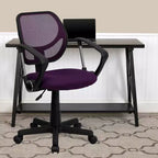 Chaise de bureau ergonomique pivotante Emma and Oliver en maille à dossier mi-hauteur avec dossier carré incurvé et accoudoirs