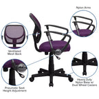 Chaise de bureau ergonomique pivotante Emma and Oliver en maille à dossier mi-hauteur avec dossier carré incurvé et accoudoirs