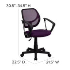 Chaise de bureau ergonomique pivotante Emma and Oliver en maille à dossier mi-hauteur avec dossier carré incurvé et accoudoirs