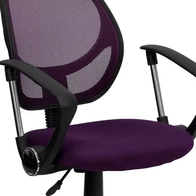 Chaise de bureau ergonomique pivotante Emma and Oliver en maille à dossier mi-hauteur avec dossier carré incurvé et accoudoirs