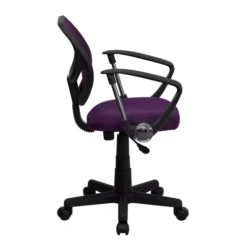 Chaise de bureau ergonomique pivotante Emma and Oliver en maille à dossier mi-hauteur avec dossier carré incurvé et accoudoirs