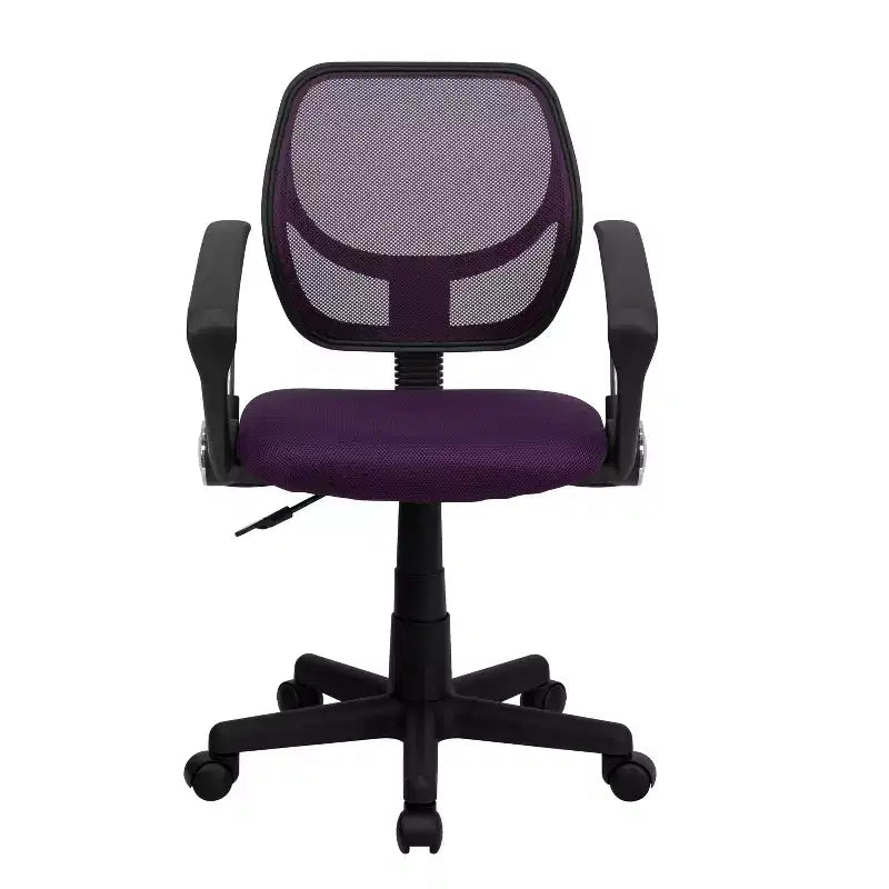 Chaise de bureau ergonomique pivotante Emma and Oliver en maille à dossier mi-hauteur avec dossier carré incurvé et accoudoirs