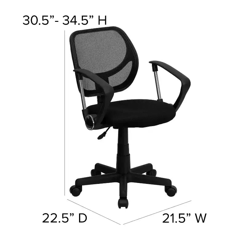 Chaise de bureau ergonomique pivotante Emma and Oliver en maille à dossier mi-hauteur avec dossier carré incurvé et accoudoirs