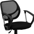 Chaise de bureau ergonomique pivotante Emma and Oliver en maille à dossier mi-hauteur avec dossier carré incurvé et accoudoirs
