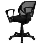 Chaise de bureau ergonomique pivotante Emma and Oliver en maille à dossier mi-hauteur avec dossier carré incurvé et accoudoirs
