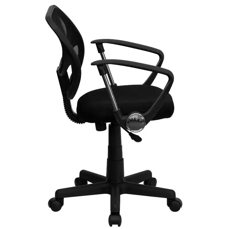 Chaise de bureau ergonomique pivotante Emma and Oliver en maille à dossier mi-hauteur avec dossier carré incurvé et accoudoirs