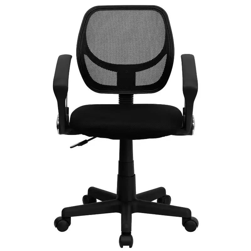 Chaise de bureau ergonomique pivotante Emma and Oliver en maille à dossier mi-hauteur avec dossier carré incurvé et accoudoirs
