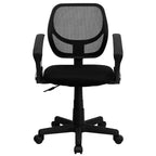 Chaise de bureau ergonomique pivotante Emma and Oliver en maille à dossier mi-hauteur avec dossier carré incurvé et accoudoirs