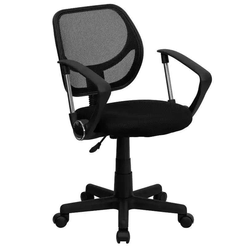 Chaise de bureau ergonomique pivotante Emma and Oliver en maille à dossier mi-hauteur avec dossier carré incurvé et accoudoirs
