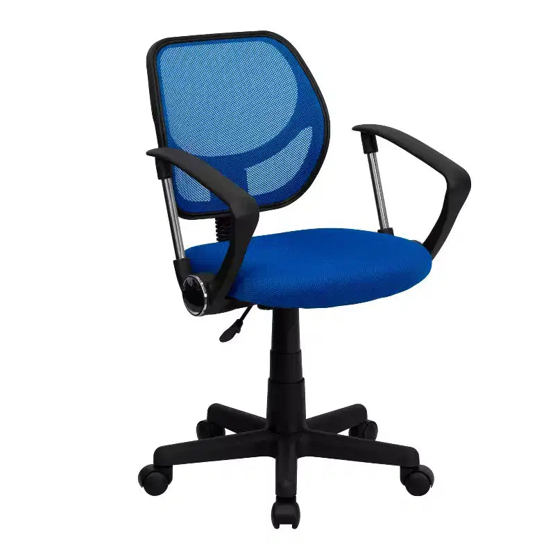 Chaise de bureau ergonomique pivotante Emma and Oliver en maille à dossier mi-hauteur avec dossier carré incurvé et accoudoirs