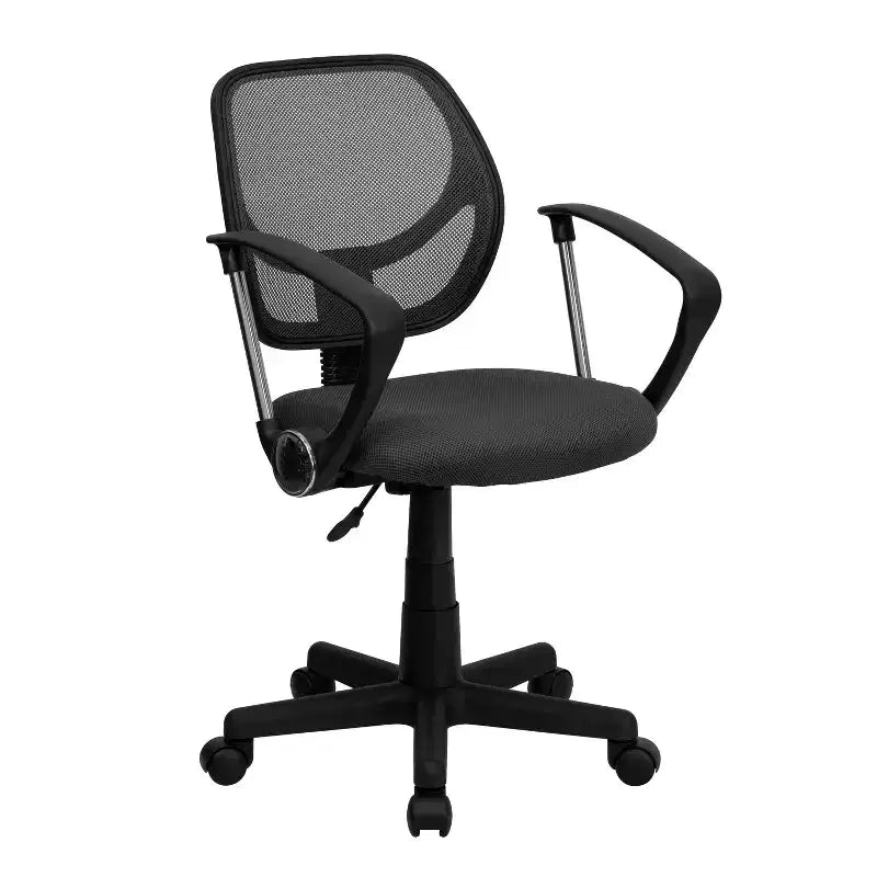 Chaise de bureau ergonomique pivotante Emma and Oliver en maille à dossier mi-hauteur avec dossier carré incurvé et accoudoirs