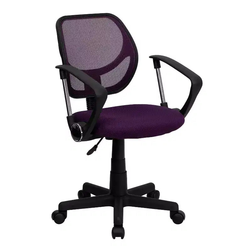 Chaise de bureau ergonomique pivotante Emma and Oliver en maille à dossier mi-hauteur avec dossier carré incurvé et accoudoirs