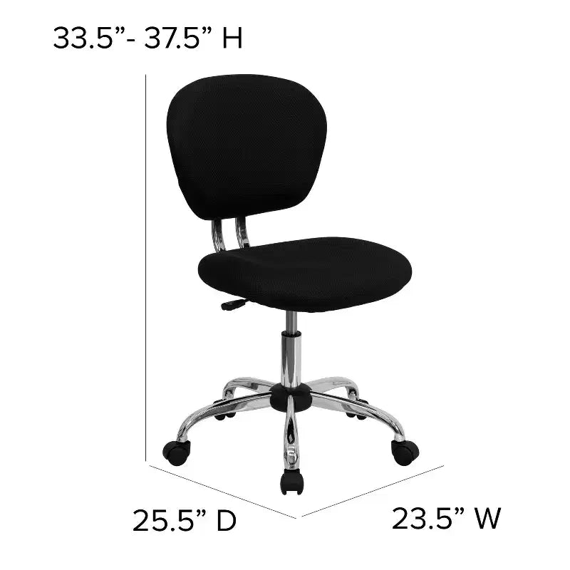 Chaise de bureau pivotante Emma et Oliver avec dossier mi-hauteur en maille et rembourrage, et base chromée