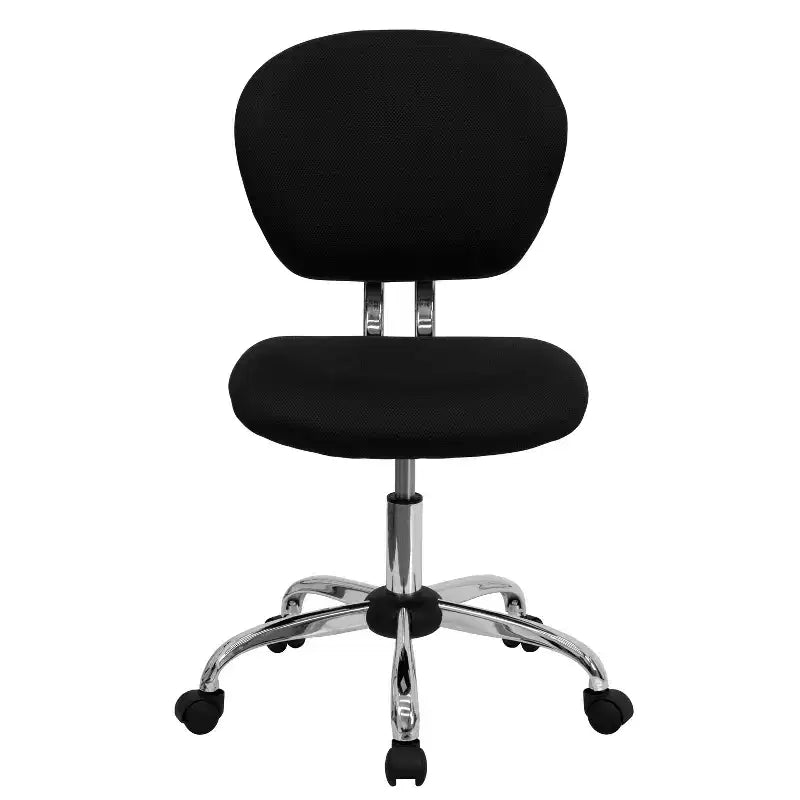 Chaise de bureau pivotante Emma et Oliver avec dossier mi-hauteur en maille et rembourrage, et base chromée