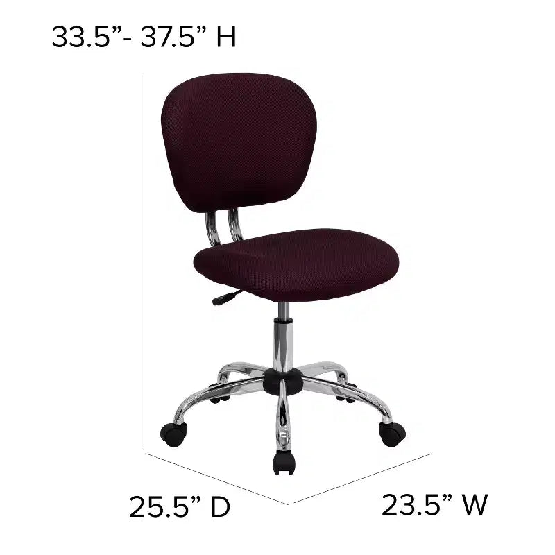 Chaise de bureau pivotante Emma et Oliver avec dossier mi-hauteur en maille et rembourrage, et base chromée