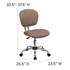 Chaise de bureau pivotante Emma et Oliver avec dossier mi-hauteur en maille et rembourrage, et base chromée
