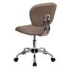 Chaise de bureau pivotante Emma et Oliver avec dossier mi-hauteur en maille et rembourrage, et base chromée