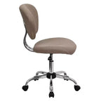 Chaise de bureau pivotante Emma et Oliver avec dossier mi-hauteur en maille et rembourrage, et base chromée