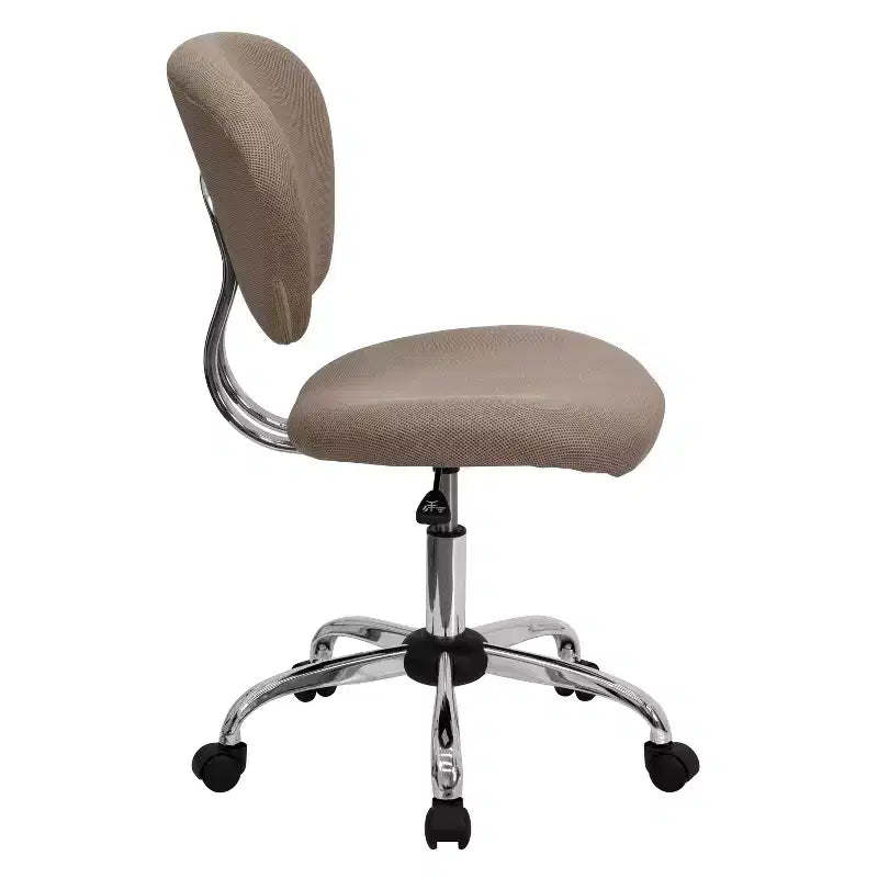 Chaise de bureau pivotante Emma et Oliver avec dossier mi-hauteur en maille et rembourrage, et base chromée