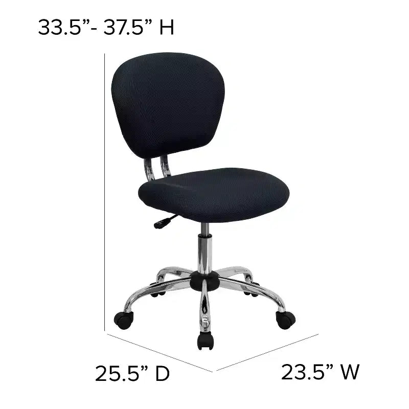 Chaise de bureau pivotante Emma et Oliver avec dossier mi-hauteur en maille et rembourrage, et base chromée