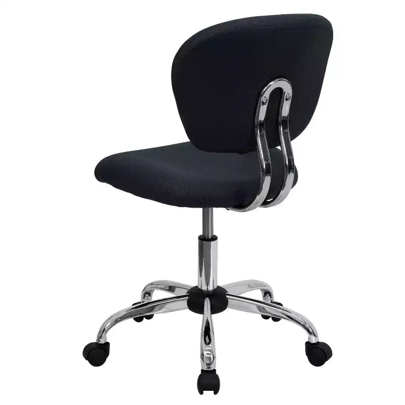 Chaise de bureau pivotante Emma et Oliver avec dossier mi-hauteur en maille et rembourrage, et base chromée
