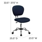 Chaise de bureau pivotante Emma et Oliver avec dossier mi-hauteur en maille et rembourrage, et base chromée