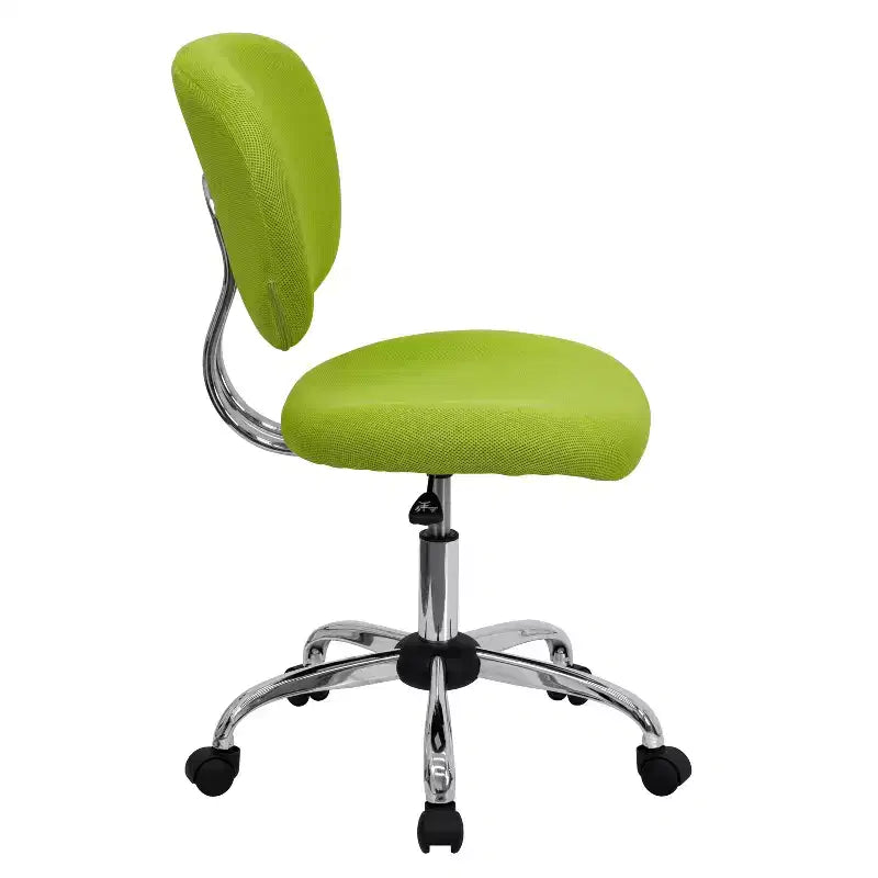 Chaise de bureau pivotante Emma et Oliver avec dossier mi-hauteur en maille et rembourrage, et base chromée