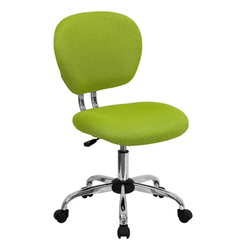 Chaise de bureau pivotante Emma et Oliver avec dossier mi-hauteur en maille et rembourrage, et base chromée